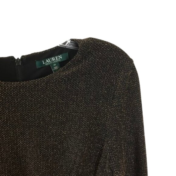 NWT Lauren Ralph Lauren Womens Size 10 Bronze Metallic Ruched Sheath Dress NEW - Picture 6 of 12